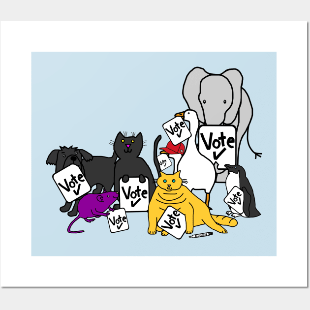 Animals with Vote Signs Wall Art by ellenhenryart